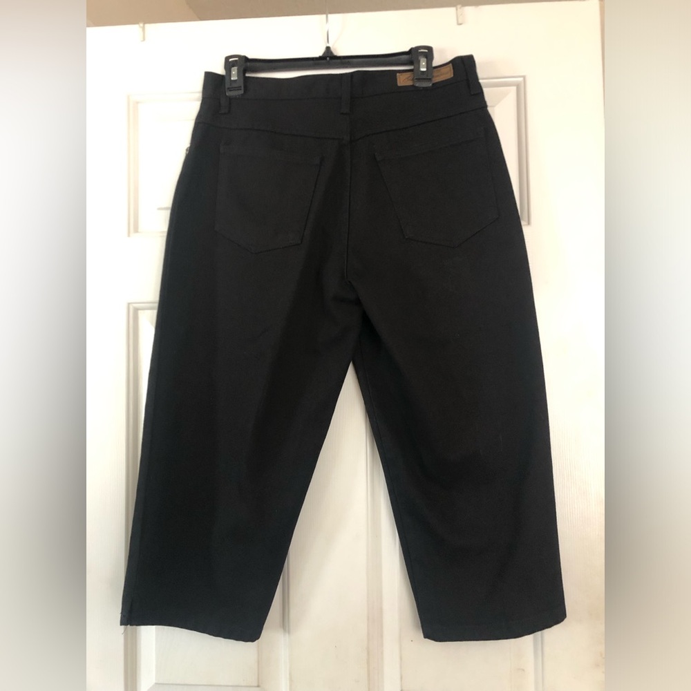 BILL BLASS Womens Black Easy-Fit Cotton Capris Pedal Pushers Size 10P Petite EUC